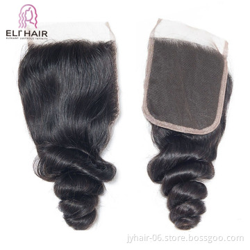 Cheap Wholesale Bohemian Kinky Fumi Deep Curly Wave Transparent Jet Black Top U Part Human Hair Lace Closure